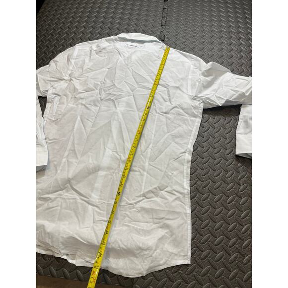 Prada White Blue Button Down Shirt Fits Mens Large Dressy Classic With Flaw - Picture 10 of 11